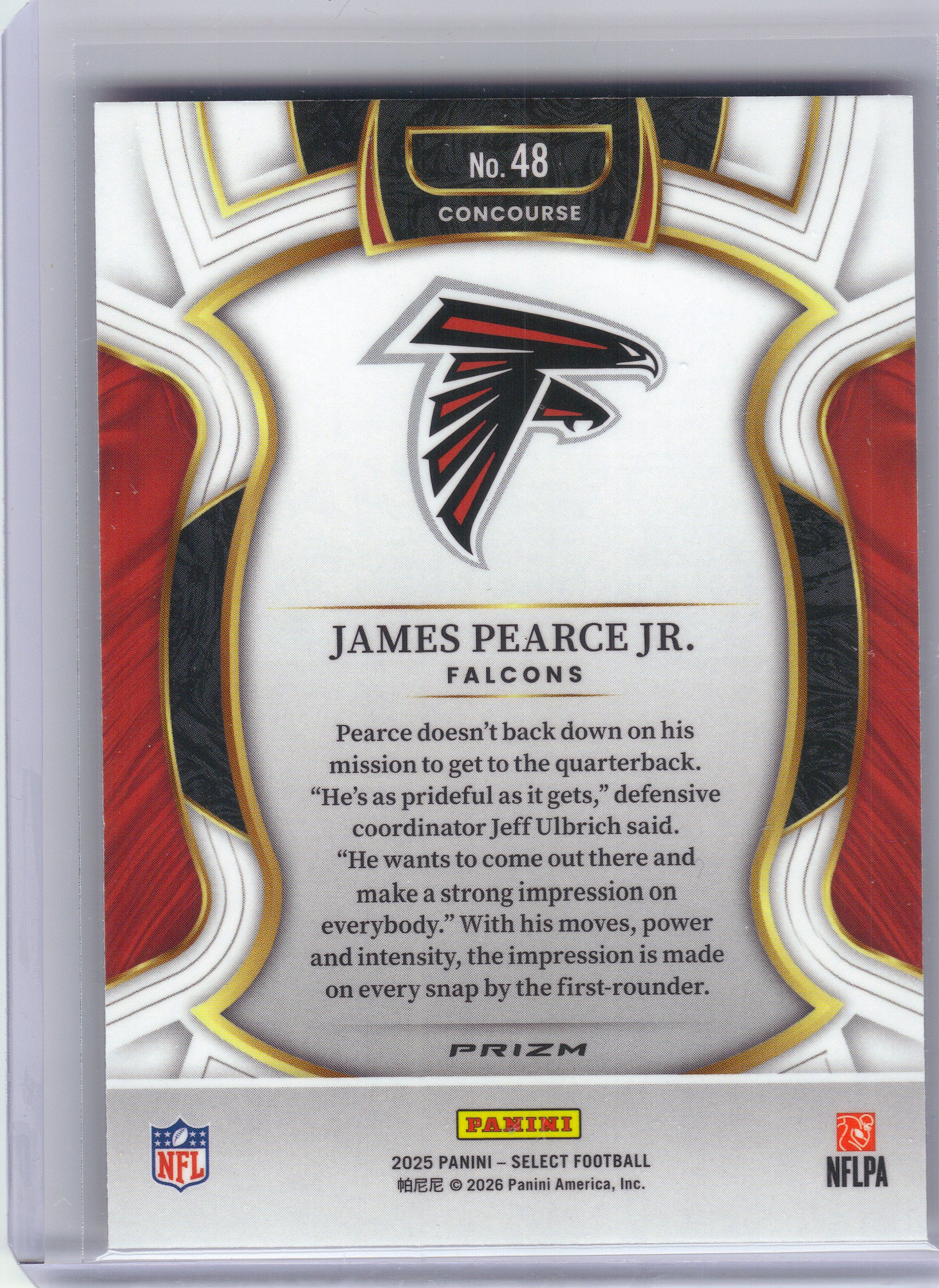 2025 Panini Select #48 James Pearce Jr. Pink Prizm Shock Atlanta Falcons