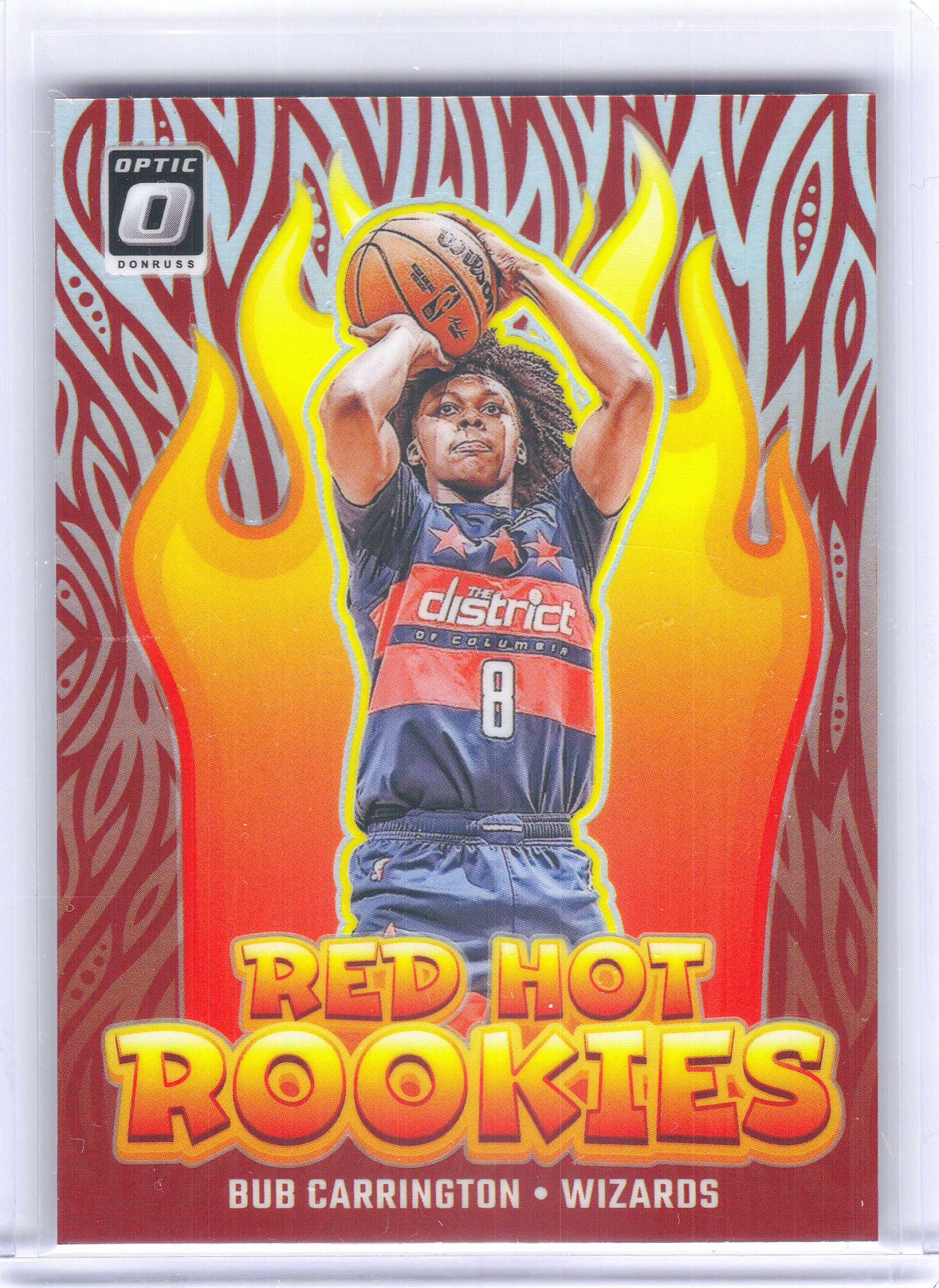 2024-25 Donruss Optic #11 Bub Carrington Red Hot Rookies Holo Washington Wizards