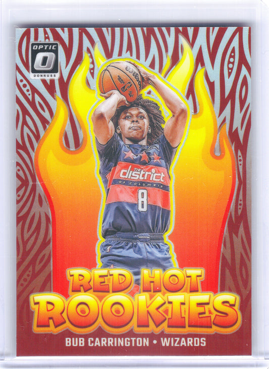 2024-25 Donruss Optic #11 Bub Carrington Red Hot Rookies Holo Washington Wizards