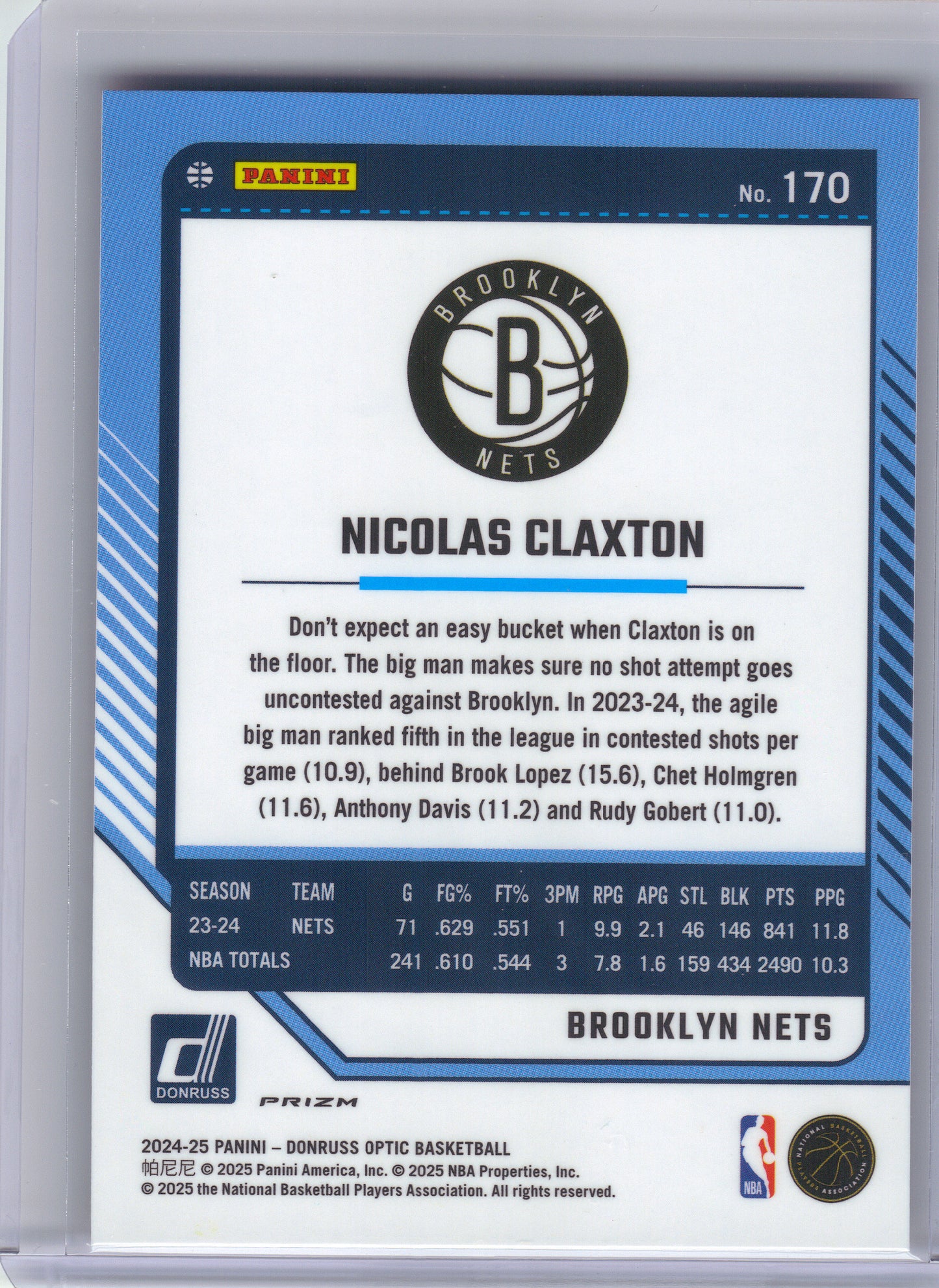 2024-25 Donruss Optic #170 Nicolas Claxton Red International Brooklyn Nets