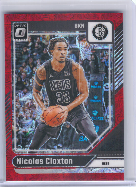 2024-25 Donruss Optic #170 Nicolas Claxton Red International Brooklyn Nets