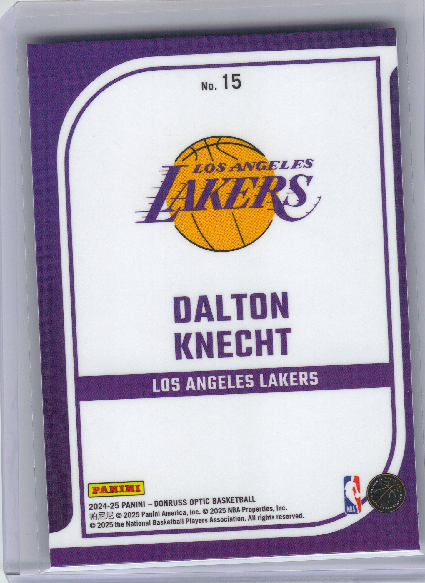 2024-25 Donruss Optic #15 Dalton Knecht Elite Dominators Los Angeles Lakers