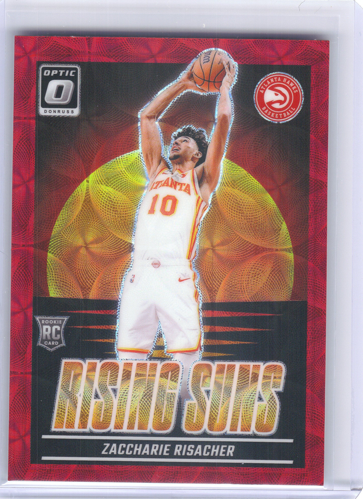 2024-25 Donruss Optic #14 Zaccharie Risacher Rising Suns Red International Atlanta Hawks