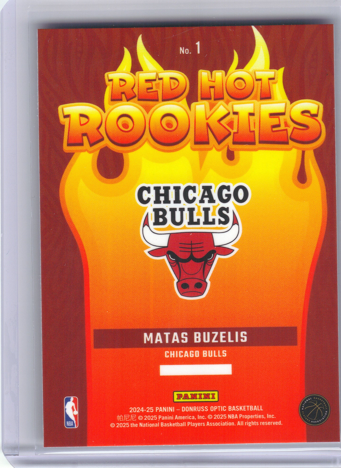 2024-25 Donruss Optic #1 Matas Buzelis Red Hot Rookies Chicago Bulls