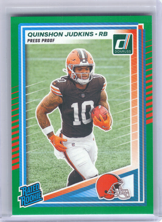 2025 Donruss #330 Quinshon Judkins Press Proofs Green Cleveland Browns Rookie