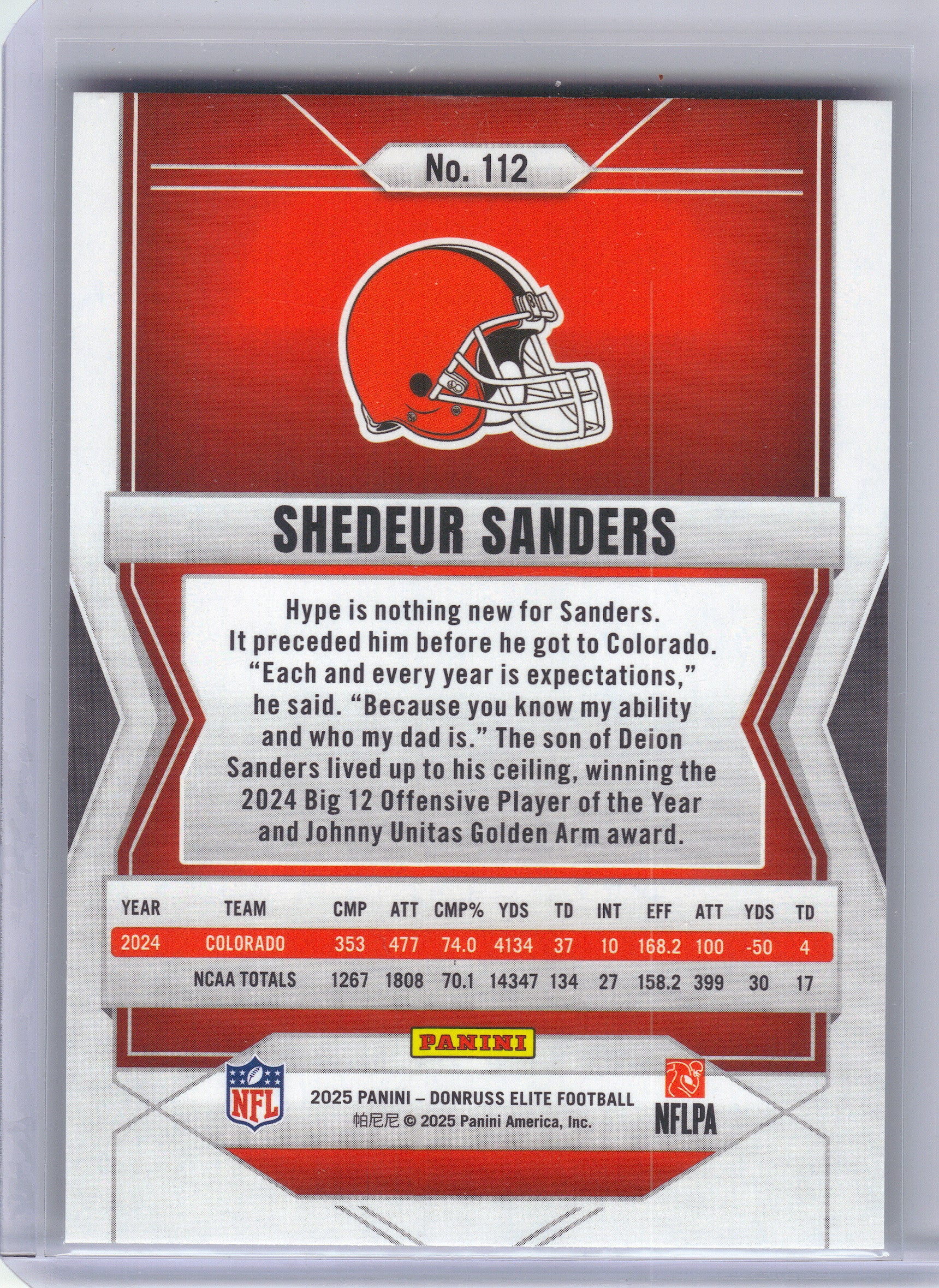 2025 Donruss Elite #112 Shedeur Sanders Green Disco Cleveland Browns Rookie