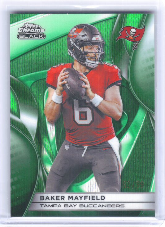 2025 Topps Chrome Black #95 Baker Mayfield Green Refractor /99 Tampa Bay Buccaneers