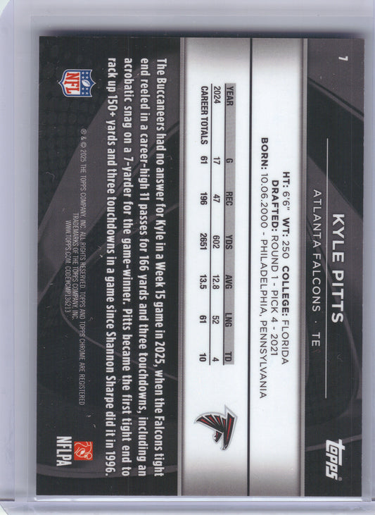 2025 Topps Chrome Black #7 Kyle Pitts Purple mini Diamond /75 Atlanta Falcons