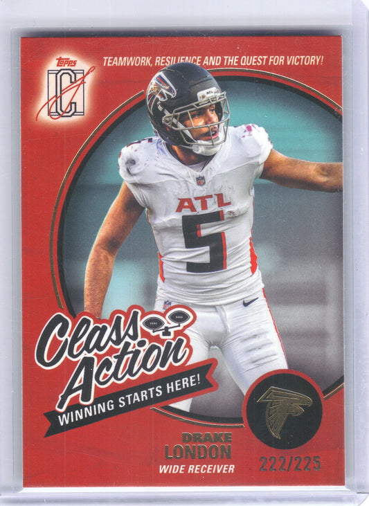 2025 Topps Signature Class #CA-2 Drake London Class Action Teal #/225 Atlanta Falcons SN
