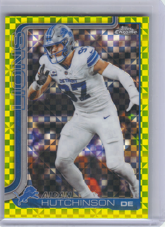 2025 Topps Chrome #104 Aidan Hutchinson Lime Green X-Fractor Detroit Lions
