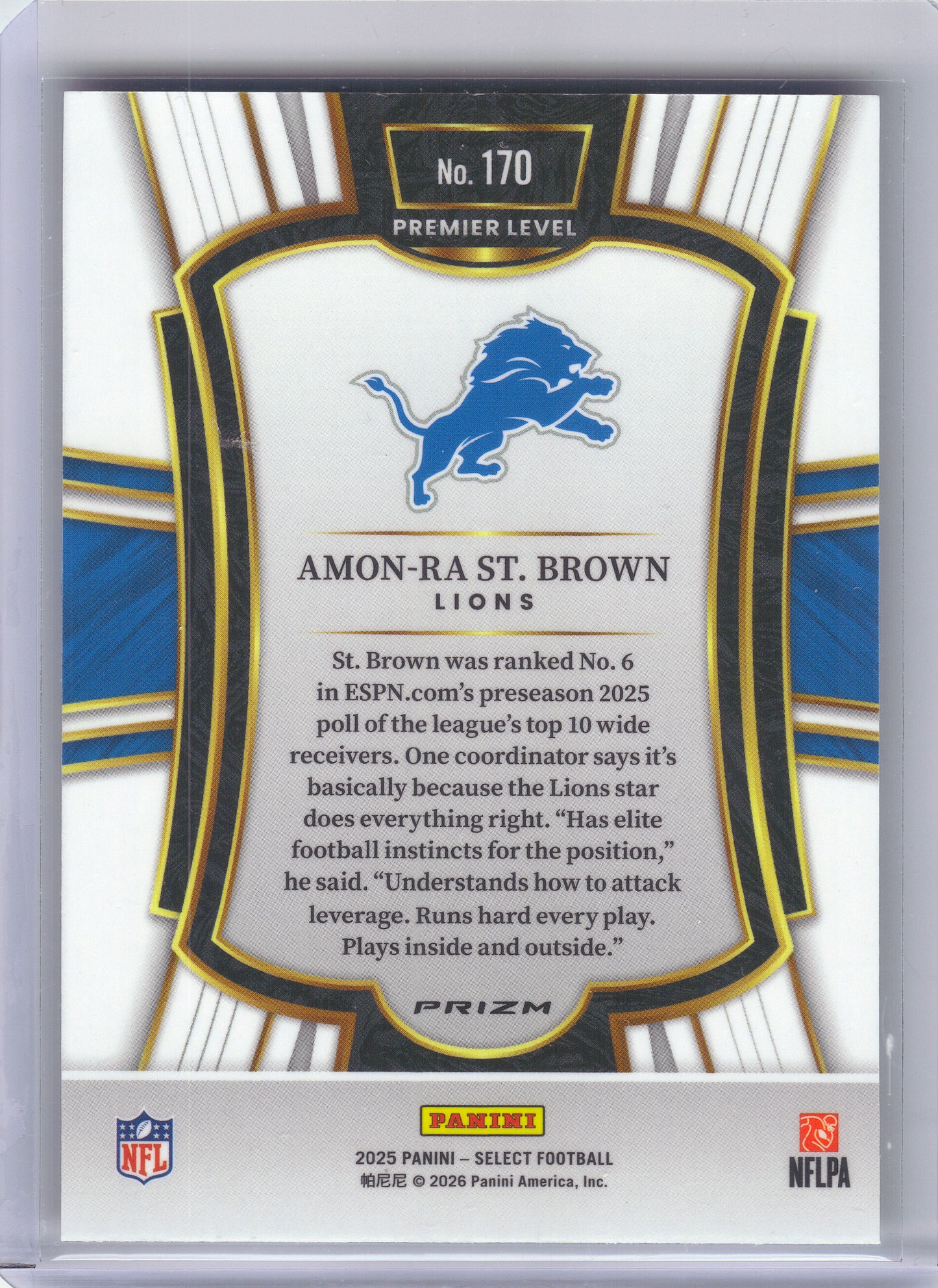 2025 Panini Select #170 Amon-Ra St. Brown Black and Red Prizm Shock Detroit Lions