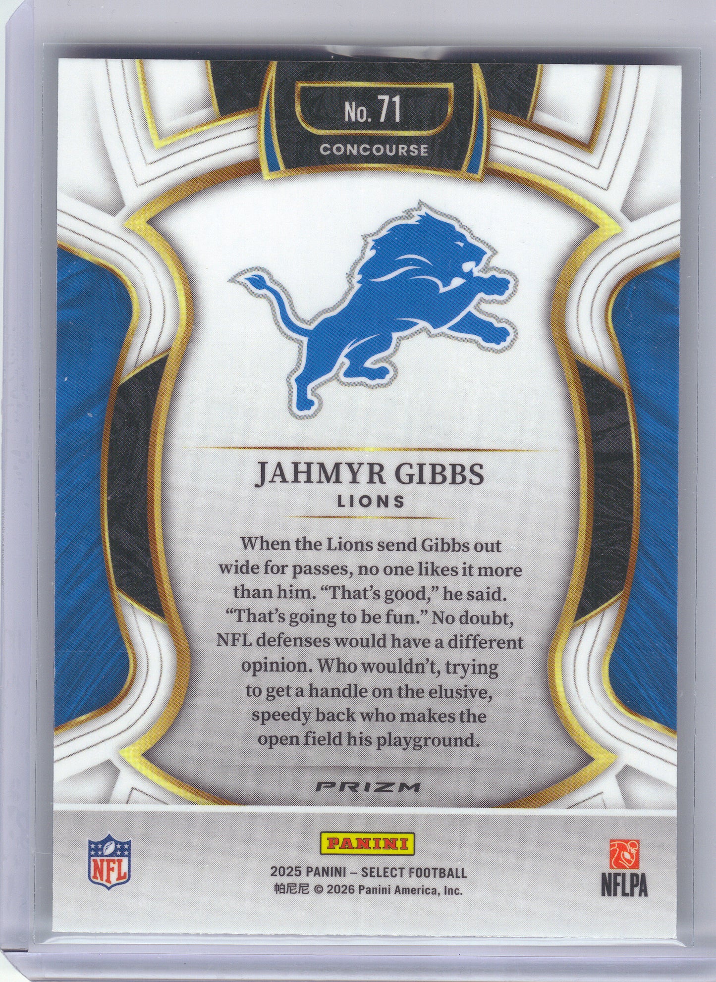 2025 Panini Select #71 Jahmyr Gibbs Black and Green Prizm Shock Detroit Lions