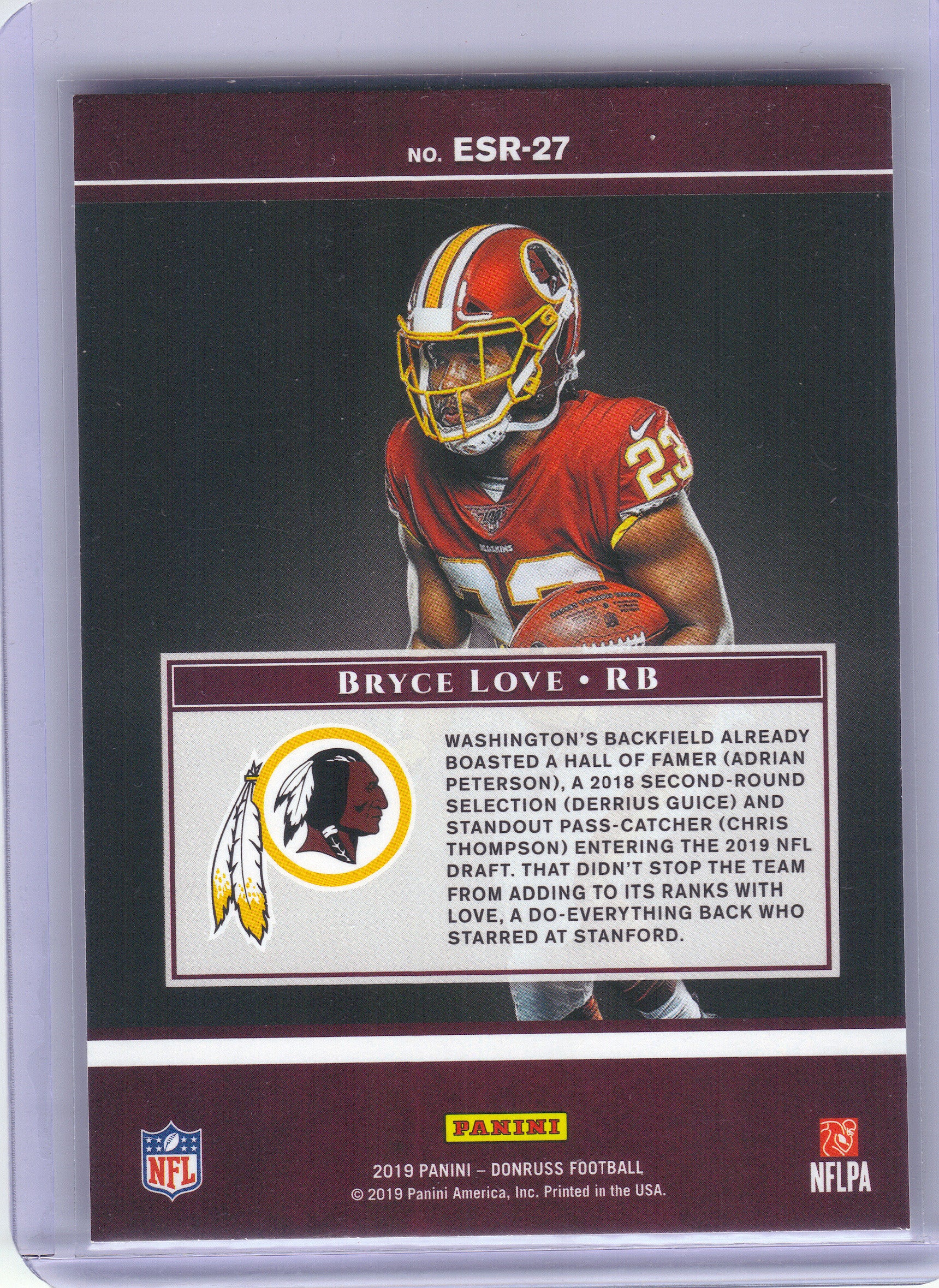 2019 Donruss #ESR-27 Bryce Love Elite Series Rookies Washington Redskins