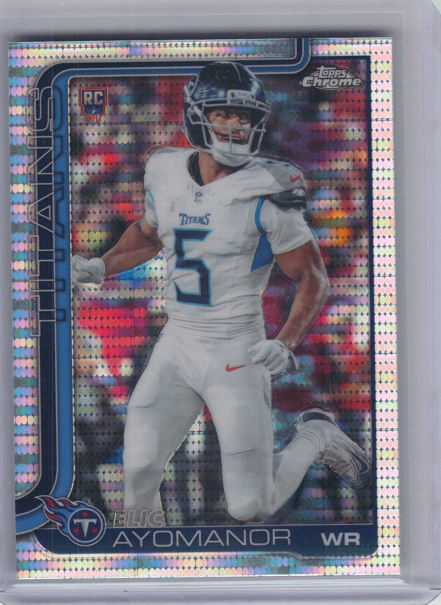 2025 Topps Chrome #336 Elic Ayomanor Pulsar Refractor Tennessee Titans Rookie