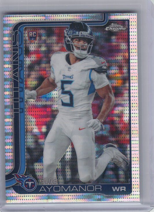 2025 Topps Chrome #336 Elic Ayomanor Pulsar Refractor Tennessee Titans Rookie
