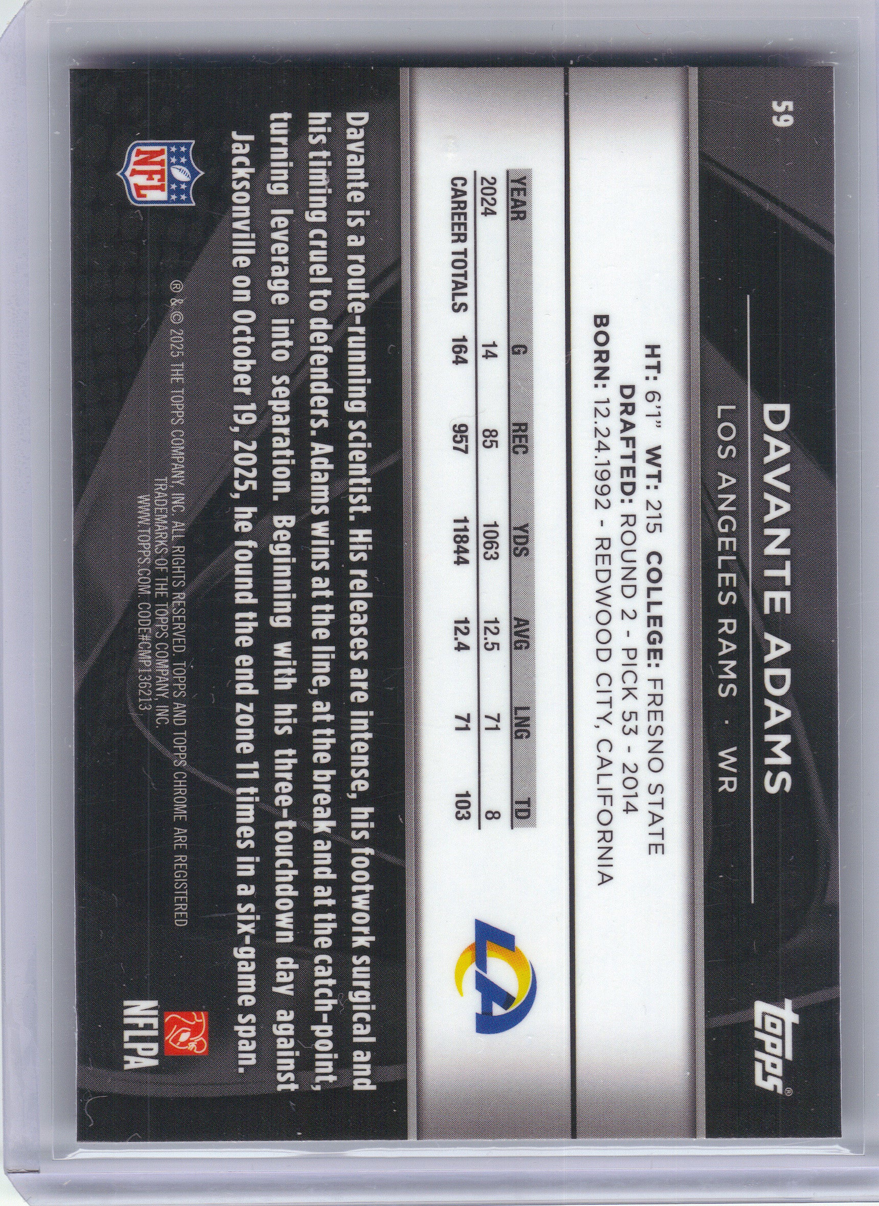 2025 Topps Chrome Black #59 Davante Adams Los Angeles Rams