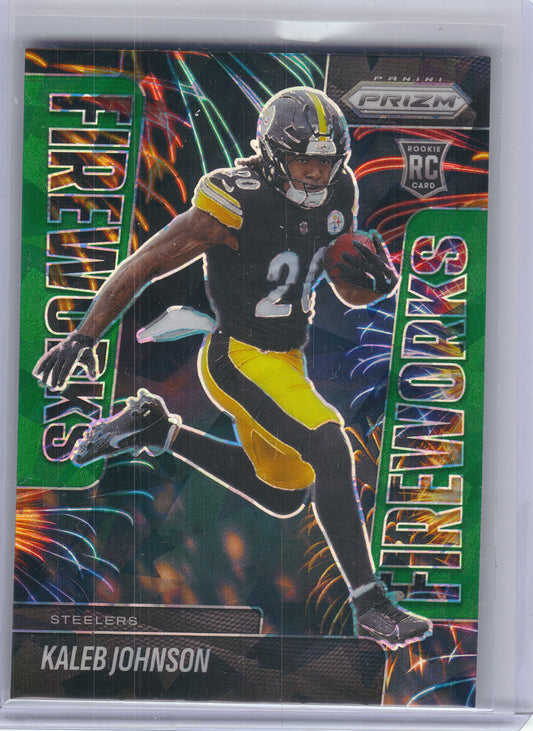 2025 Panini Prizm #4 Kaleb Johnson Fireworks Green Ice Pittsburgh Steelers