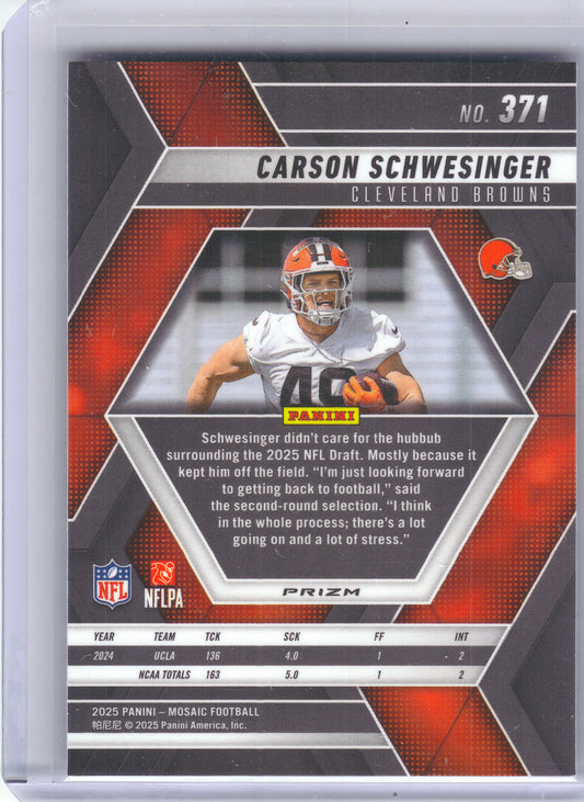 2025 Panini Mosaic #371 Carson Schwesinger Mosaic Cleveland Browns Rookie