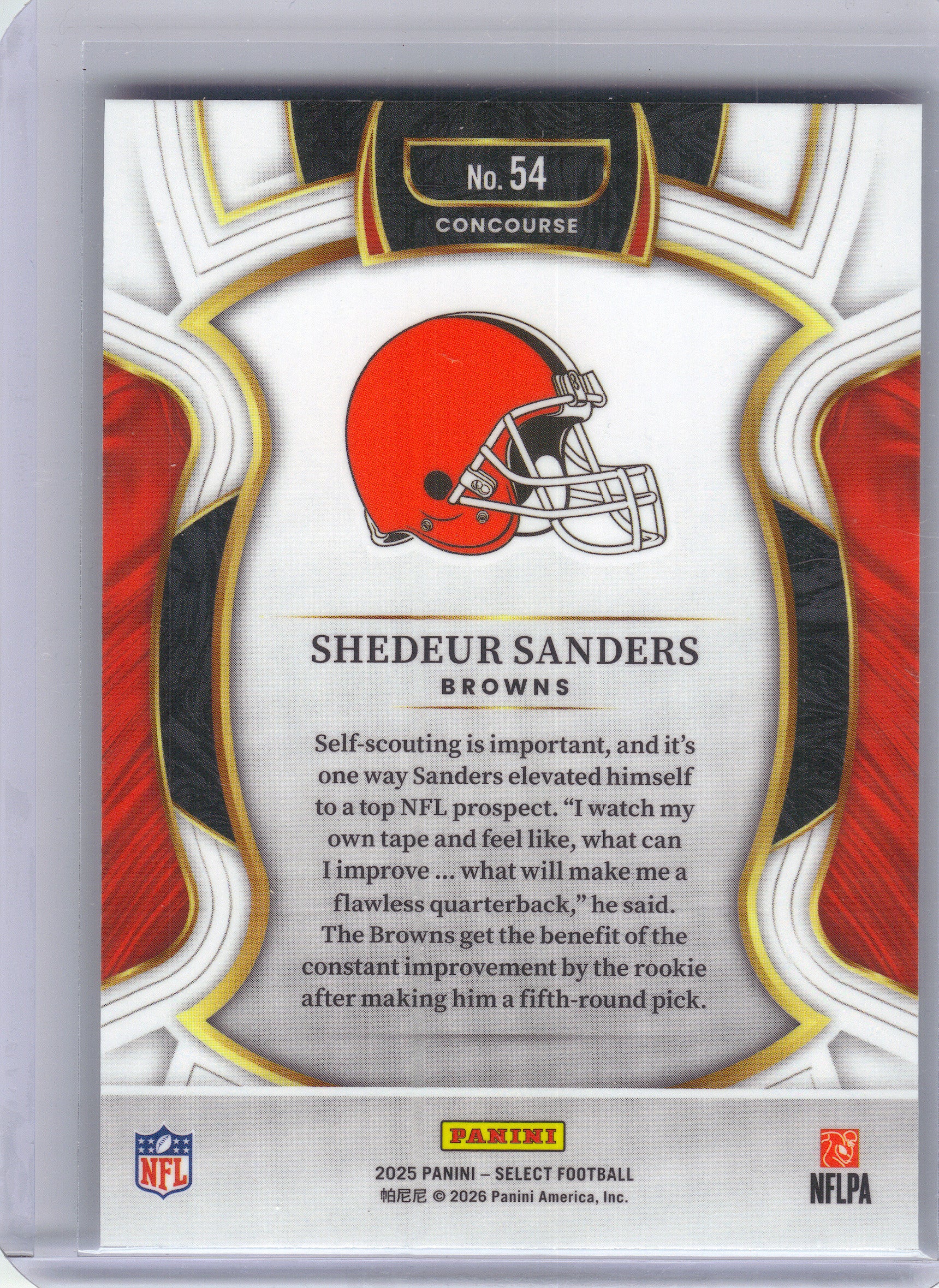 2025 Panini Select #54 Shedeur Sanders Cleveland Browns Rookie