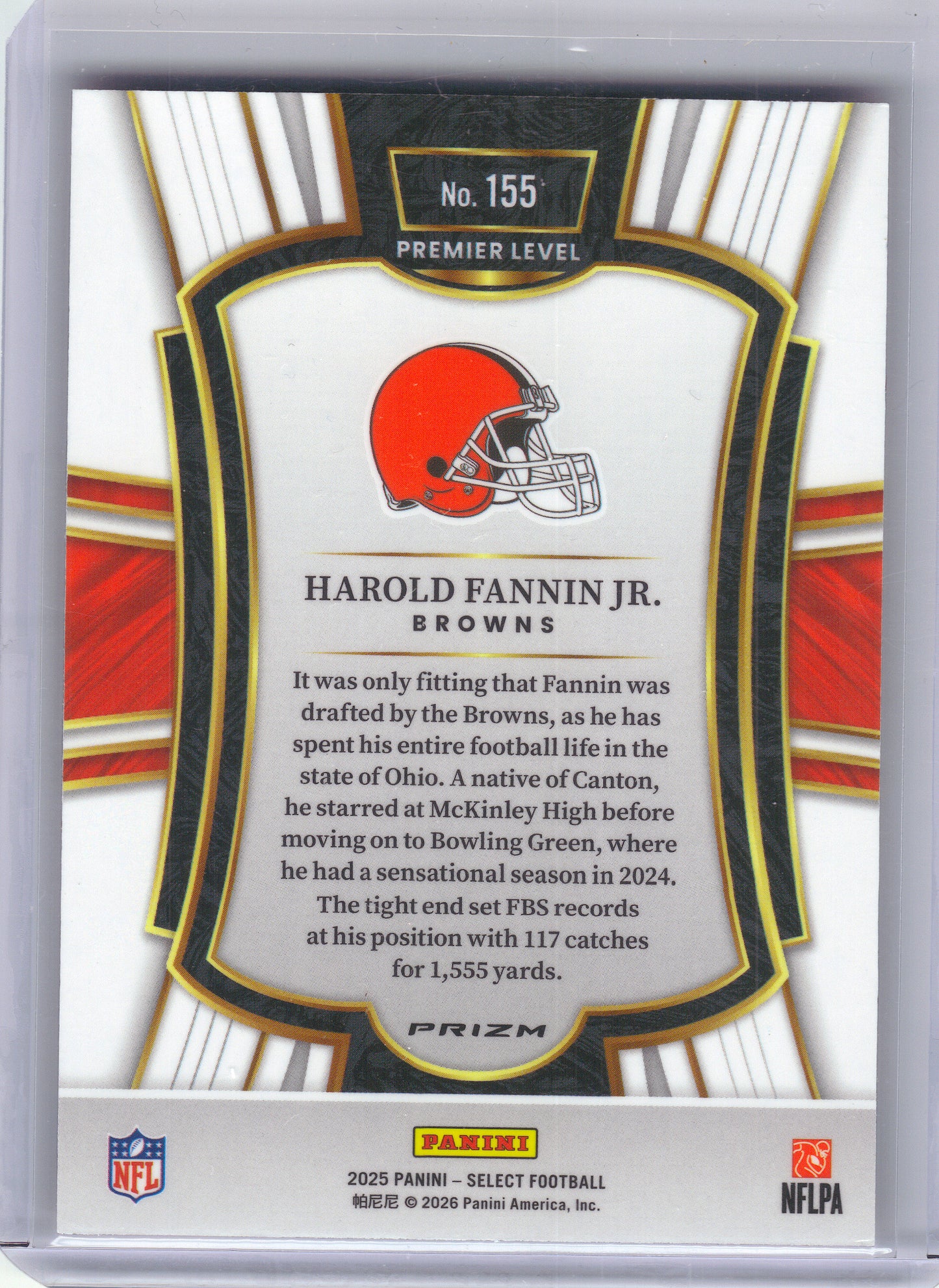 2025 Panini Select #155 Harold Fannin Jr. Pink Prizm Shock Cleveland Browns Rookie
