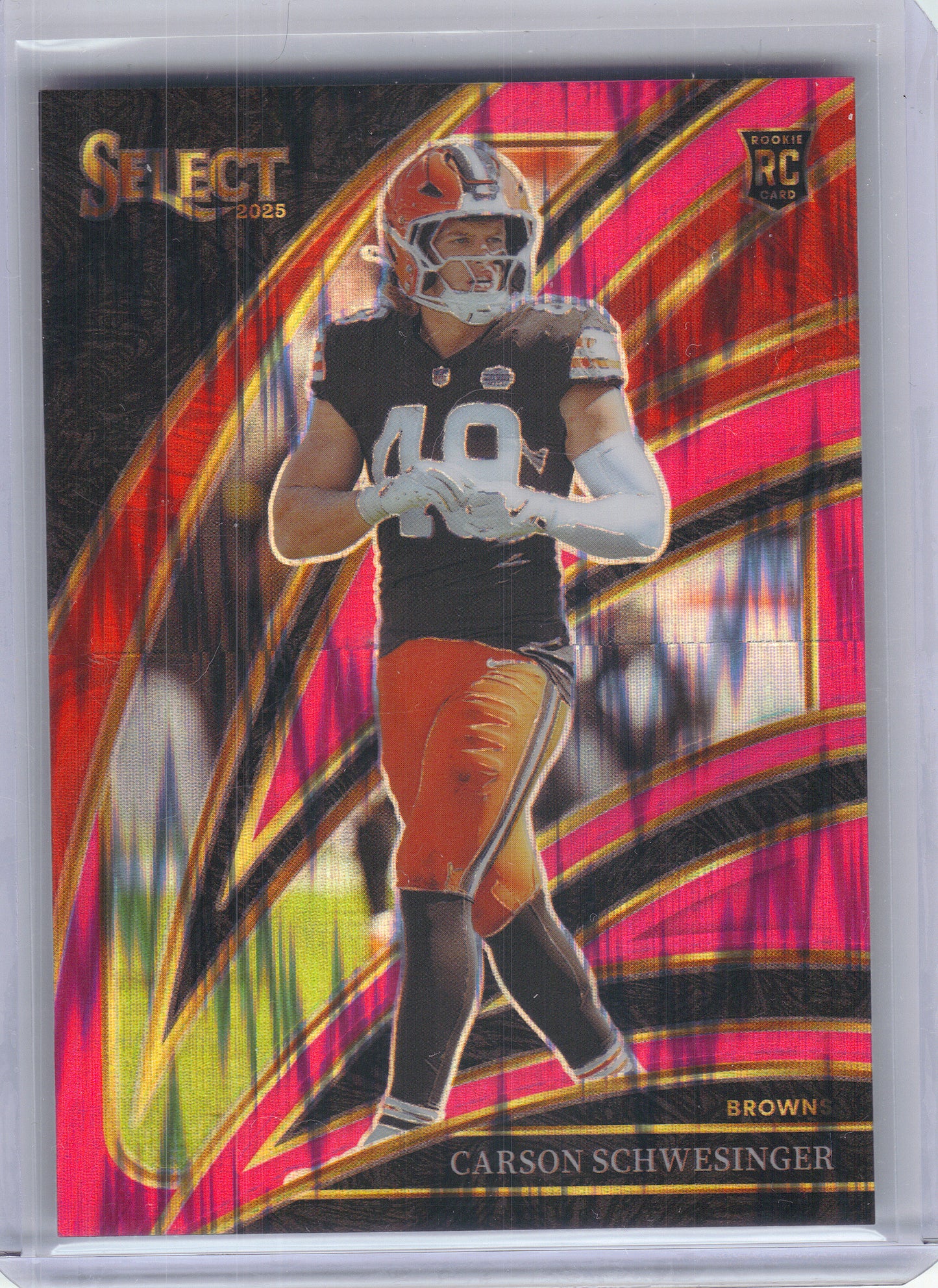 2025 Panini Select #254 Carson Schwesinger Pink Prizm Shock Cleveland Browns Rookie