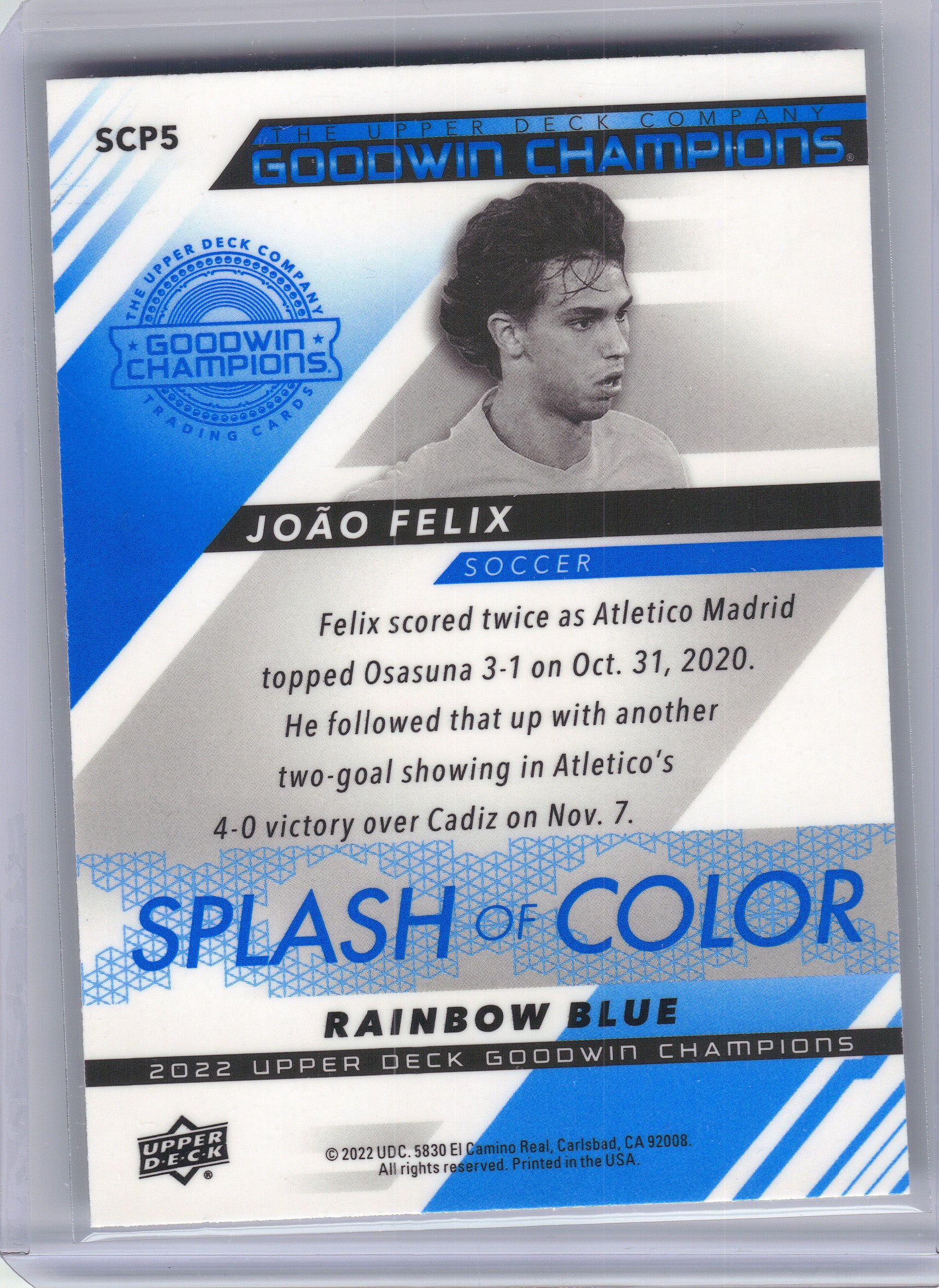 2022 Upper Deck Goodwin Champions #SCP5 Joao Felix Splash of Color Platinum Rainbow Blue