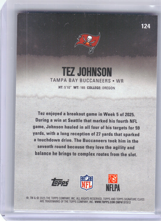 2025 Topps Signature Class #124 Tez Johnson Tampa Bay Buccaneers Rookie