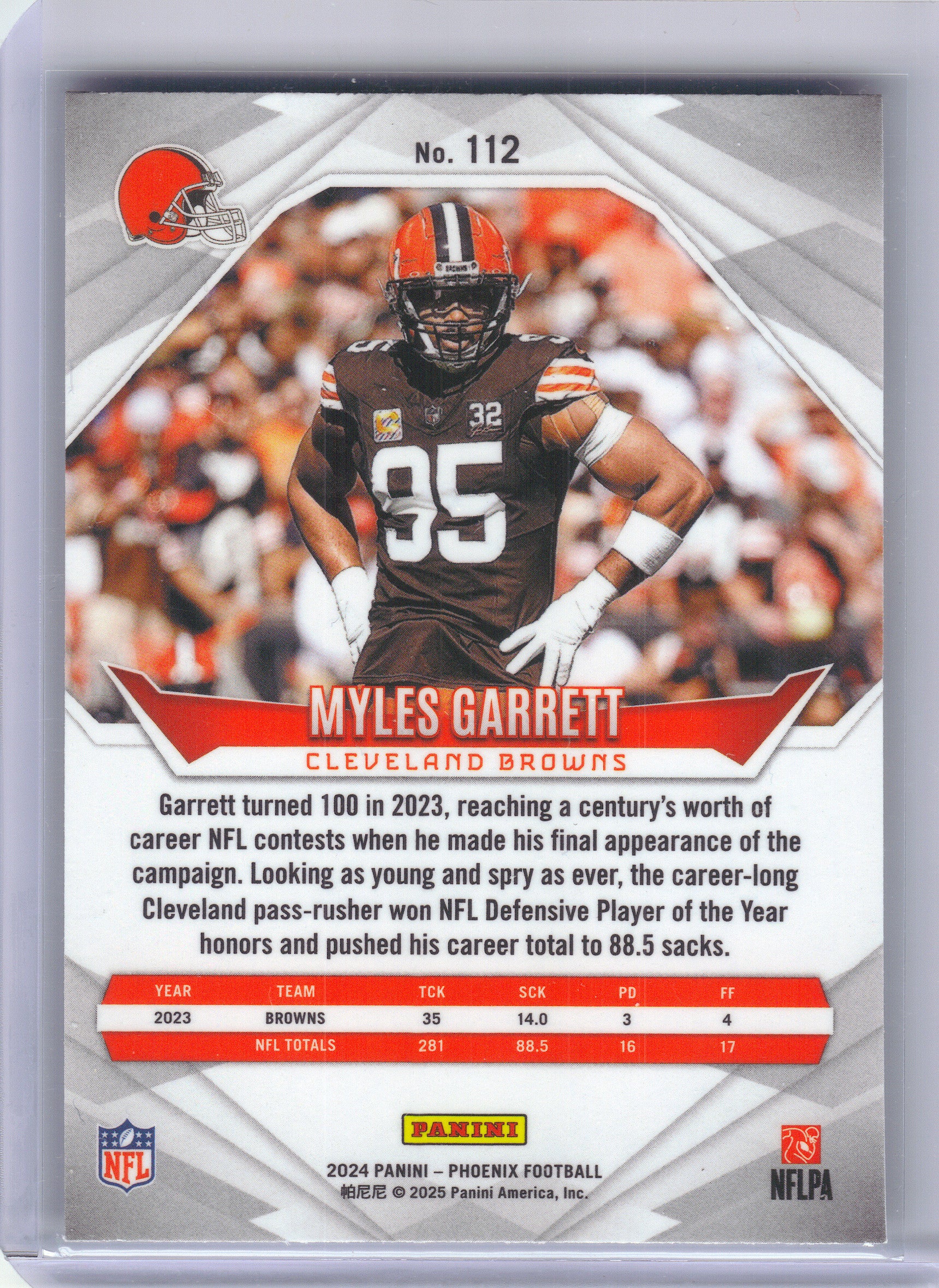2024 Panini Phoenix #112 Myles Garrett International Cleveland Browns