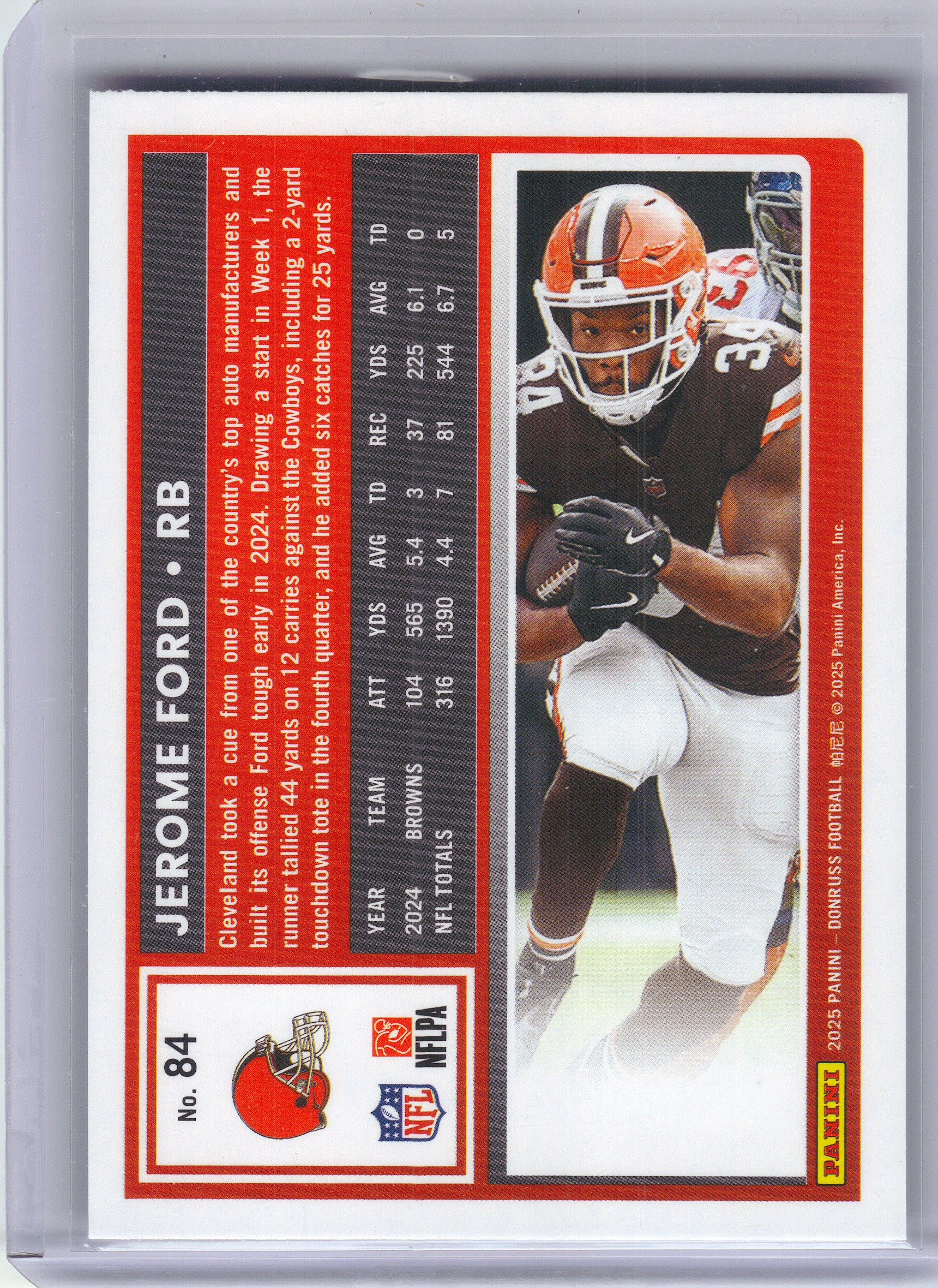 2025 Donruss #84 Jerome Ford Press Proofs Purple Cleveland Browns