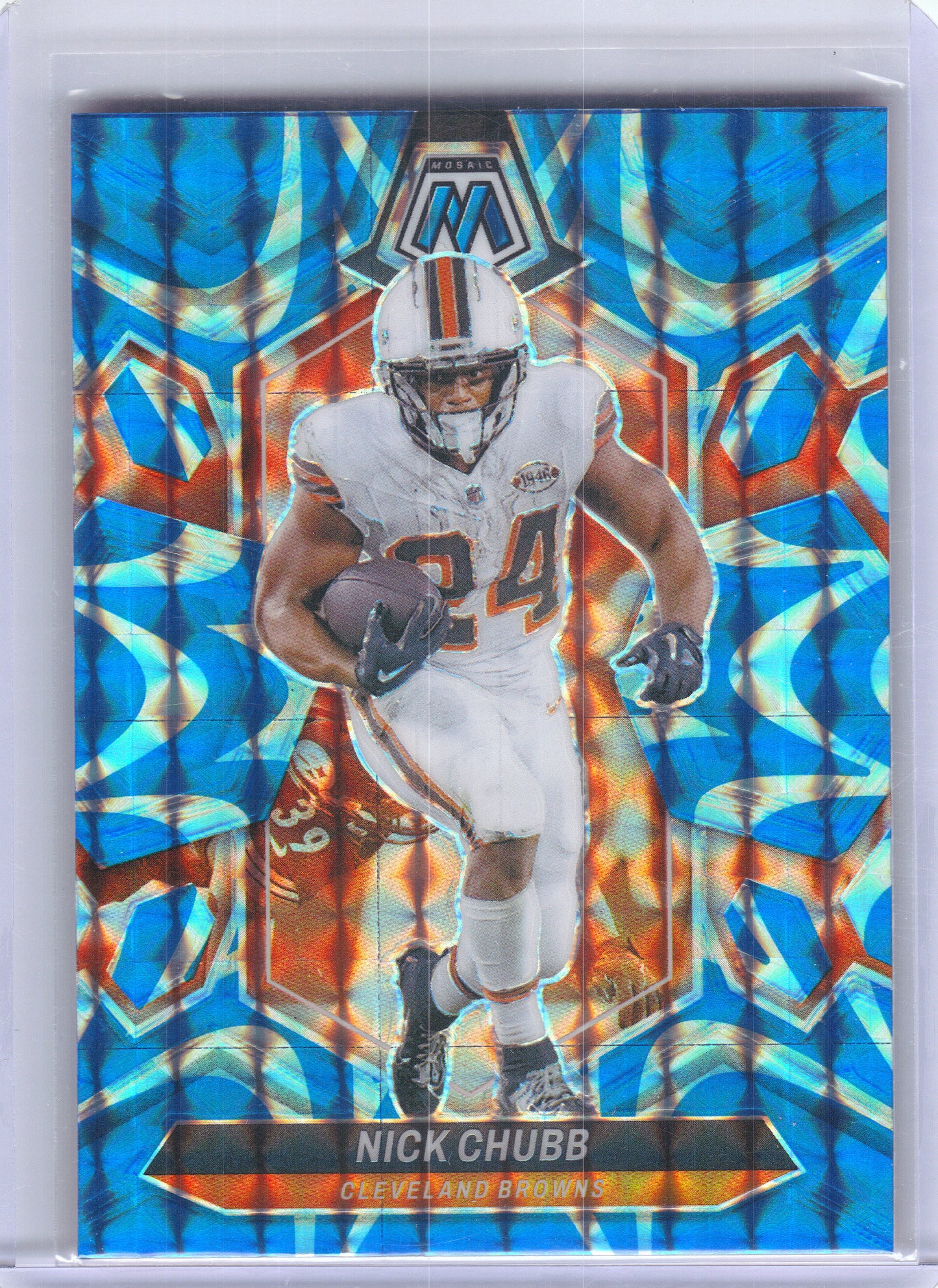 2024 Panini Mosaic #51 Nick Chubb Mosaic Reactive Blue Cleveland Browns