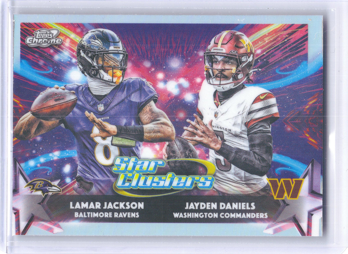 2025 Topps Chrome Cosmic #SC-5 Jayden Daniels / Lamar Jackson Star Clusters