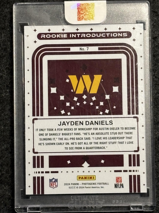 2024 Panini Photogenic #7 Jayden Daniels Rookie Introductions Red Color Match Washington Commanders SN