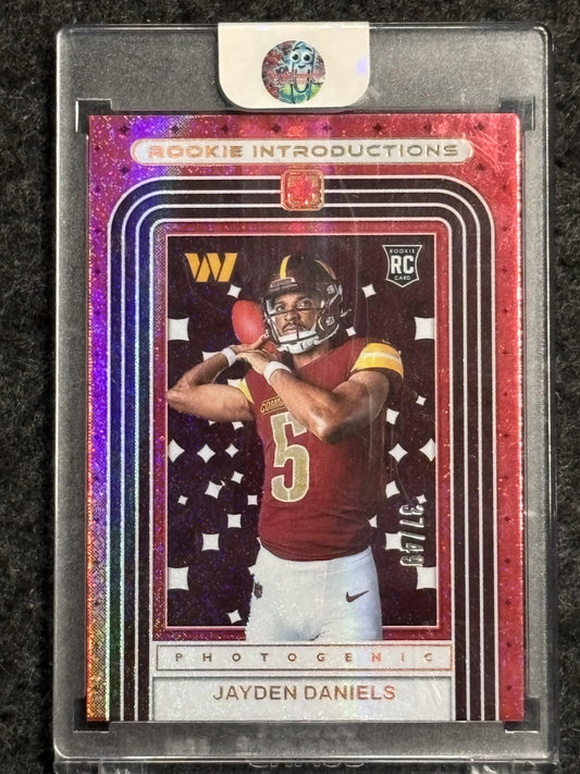 2024 Panini Photogenic #7 Jayden Daniels Rookie Introductions Red Color Match Washington Commanders SN