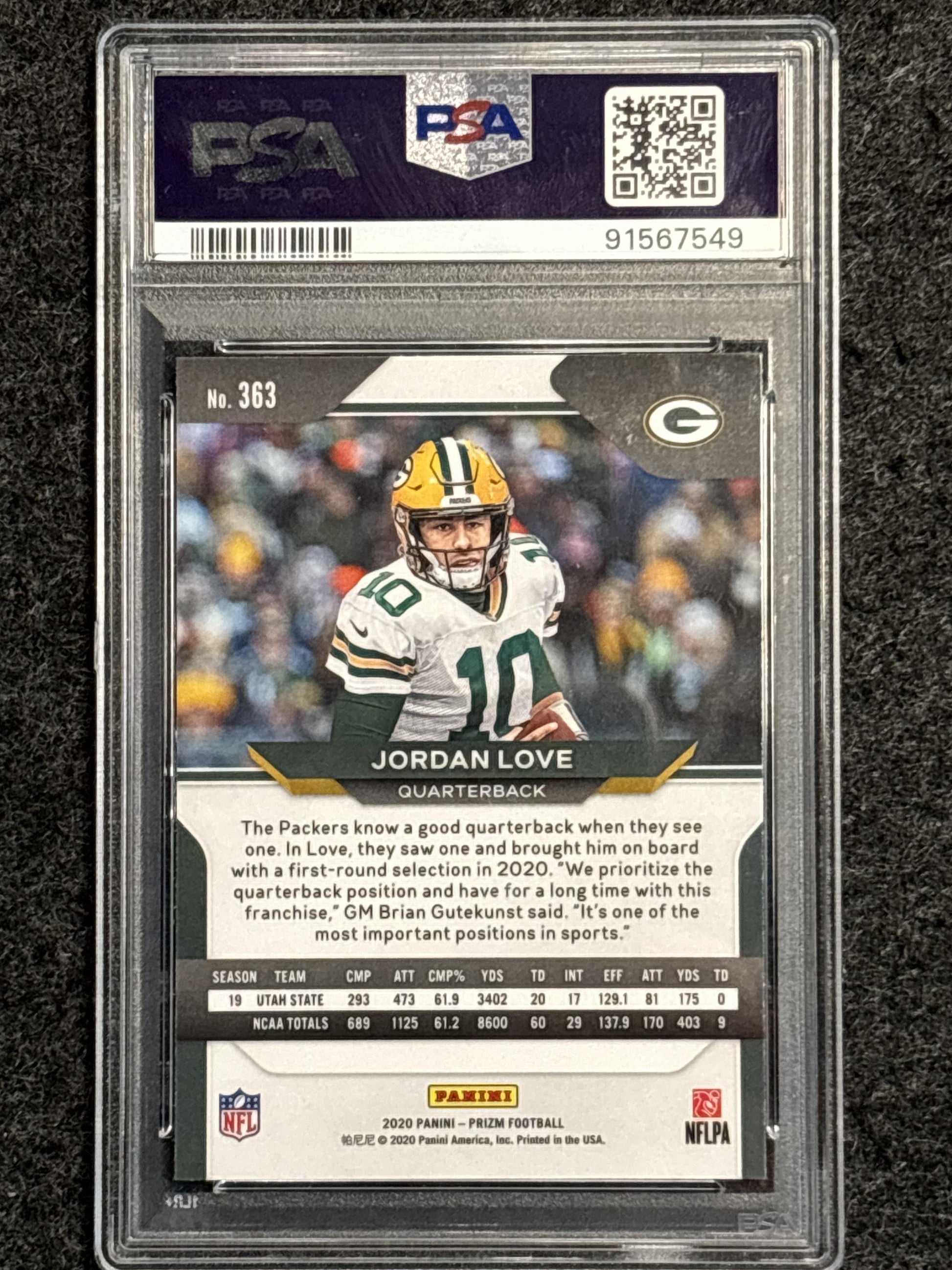 2020 Panini Prizm #363 Jordan Love PSA 10 Green Bay Packers Rookie