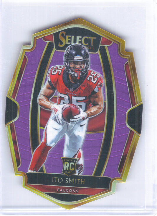 2018 Panini Select #121 Ito Smith Purple Prizm Die Cut #/75 Atlanta Falcons SN