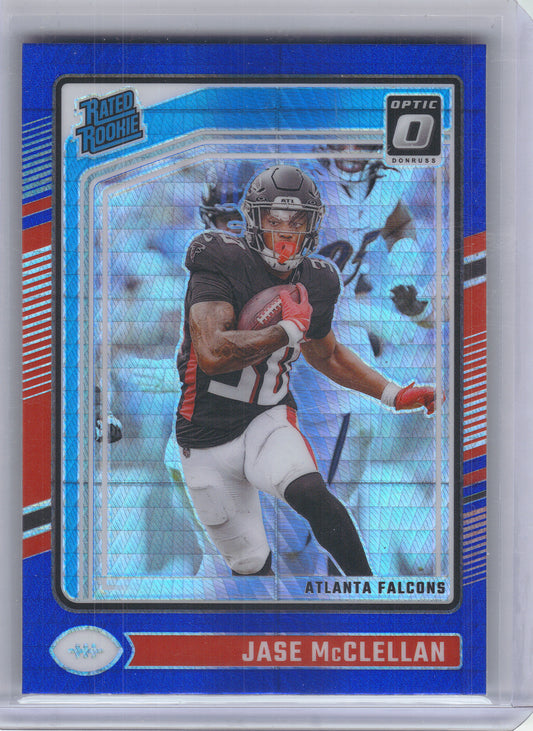 2024 Donruss Optic #243 Jase McClellan Blue Hyper Atlanta Falcons