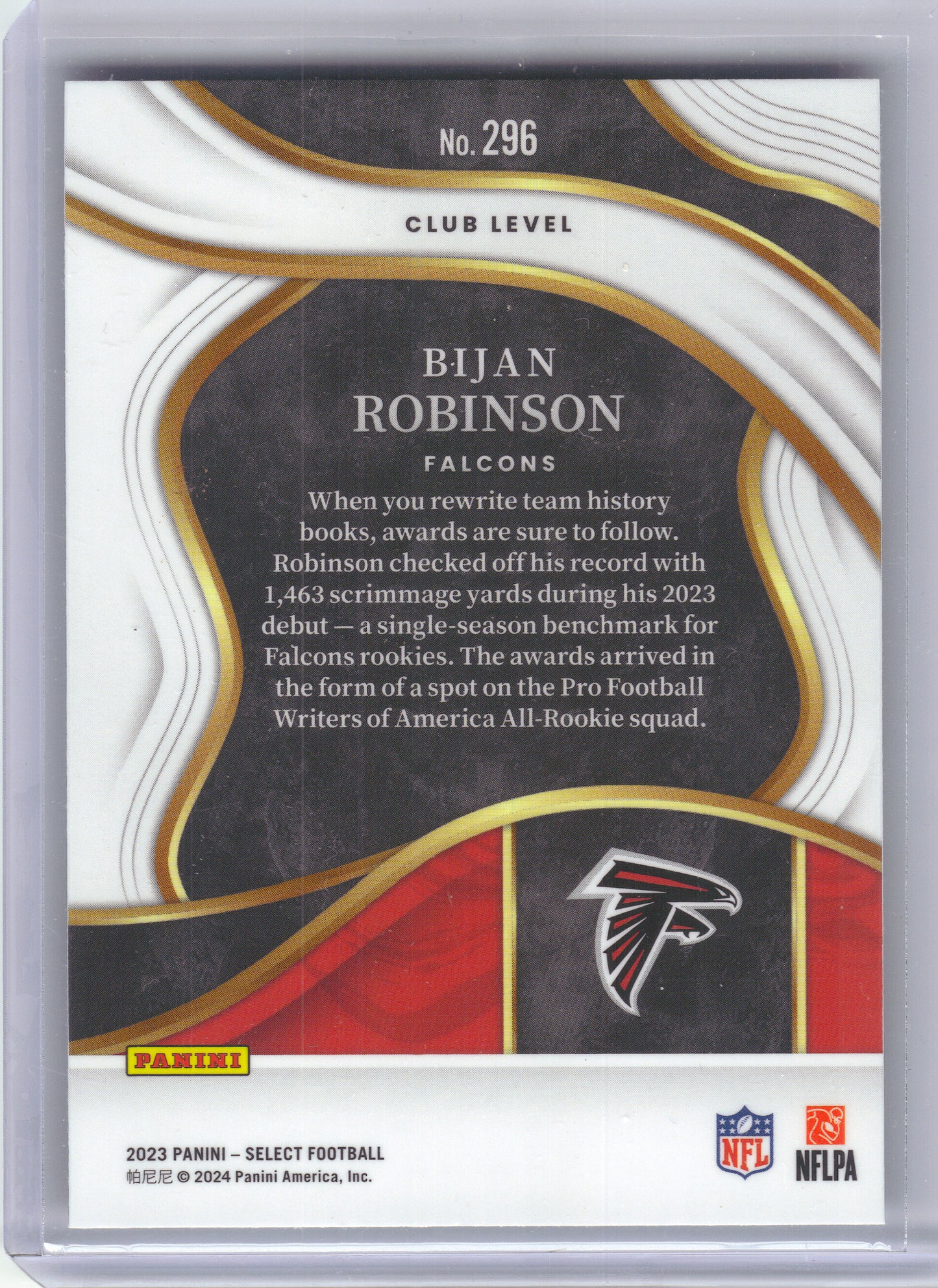 2023 Panini Select #296 Bijan Robinson Atlanta Falcons Rookie