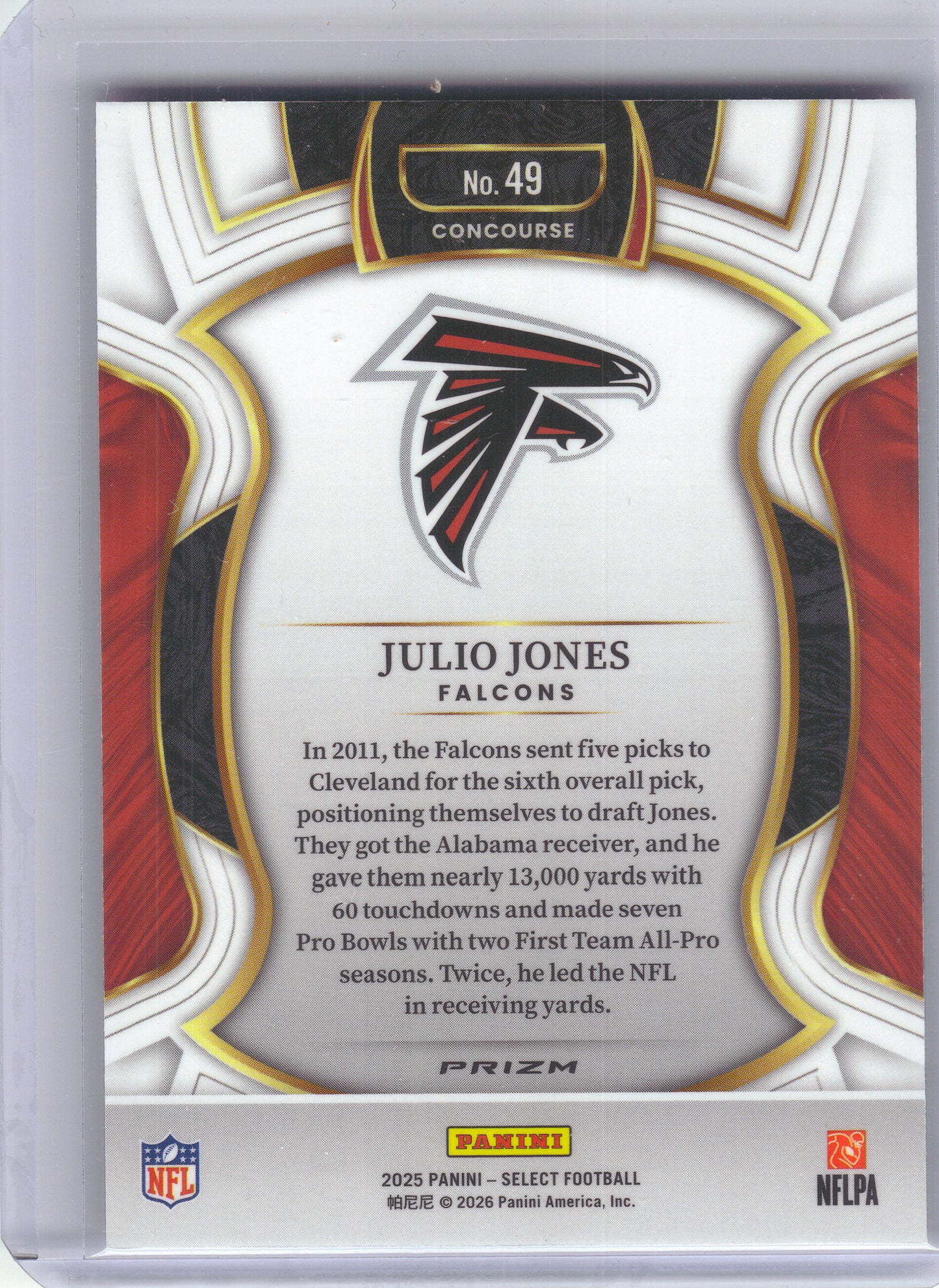 2025 Panini Select #49 Julio Jones Pink Prizm Shock Atlanta Falcons
