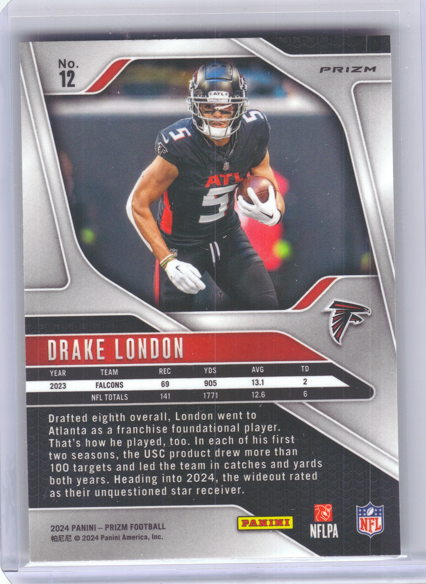 2024 Panini Prizm #12 Drake London Orange Disco Prizm Atlanta Falcons