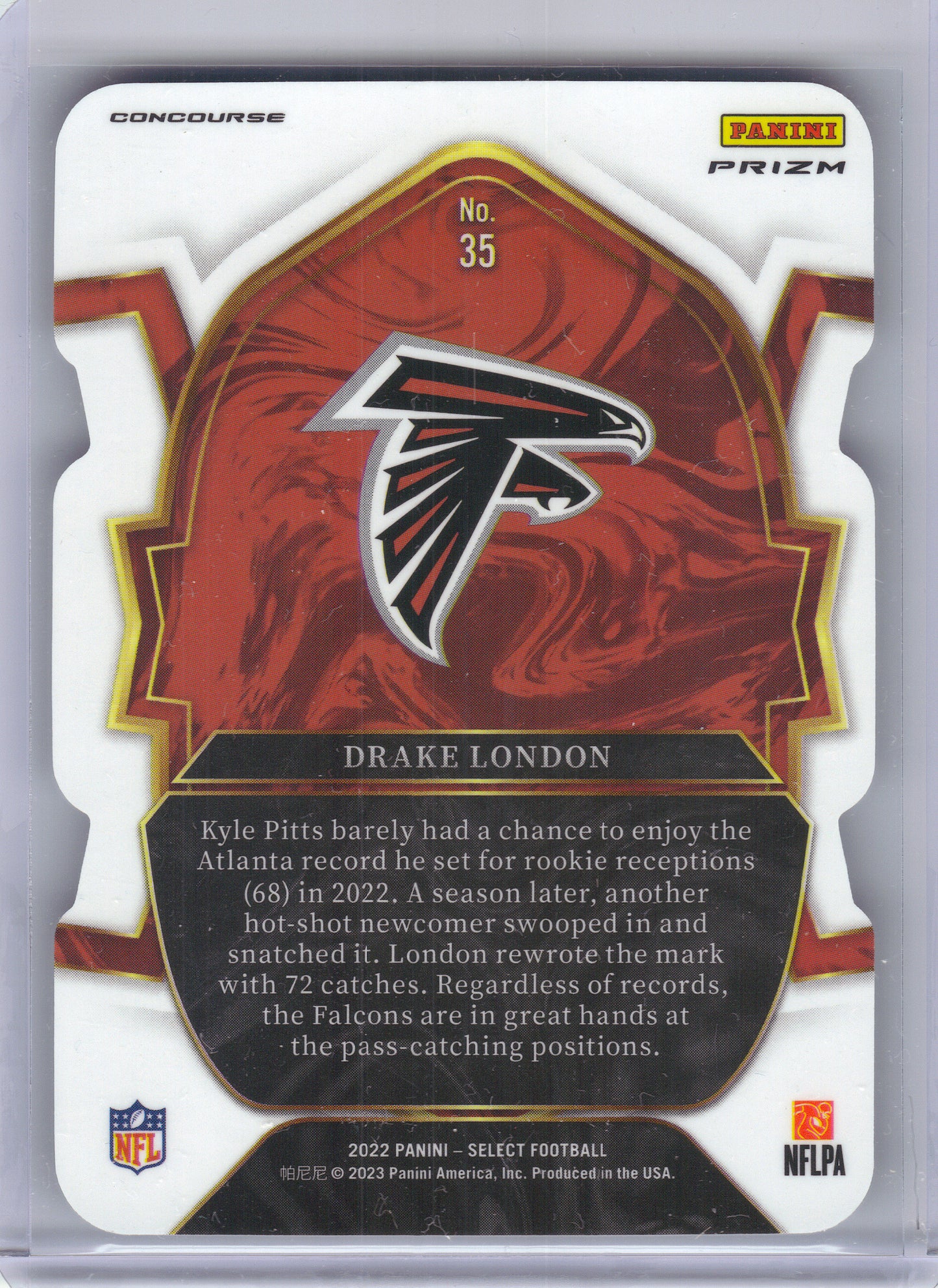 2022 Panini Select #35 Drake London Black and Green Prizm Die Cut Atlanta Falcons Rookie