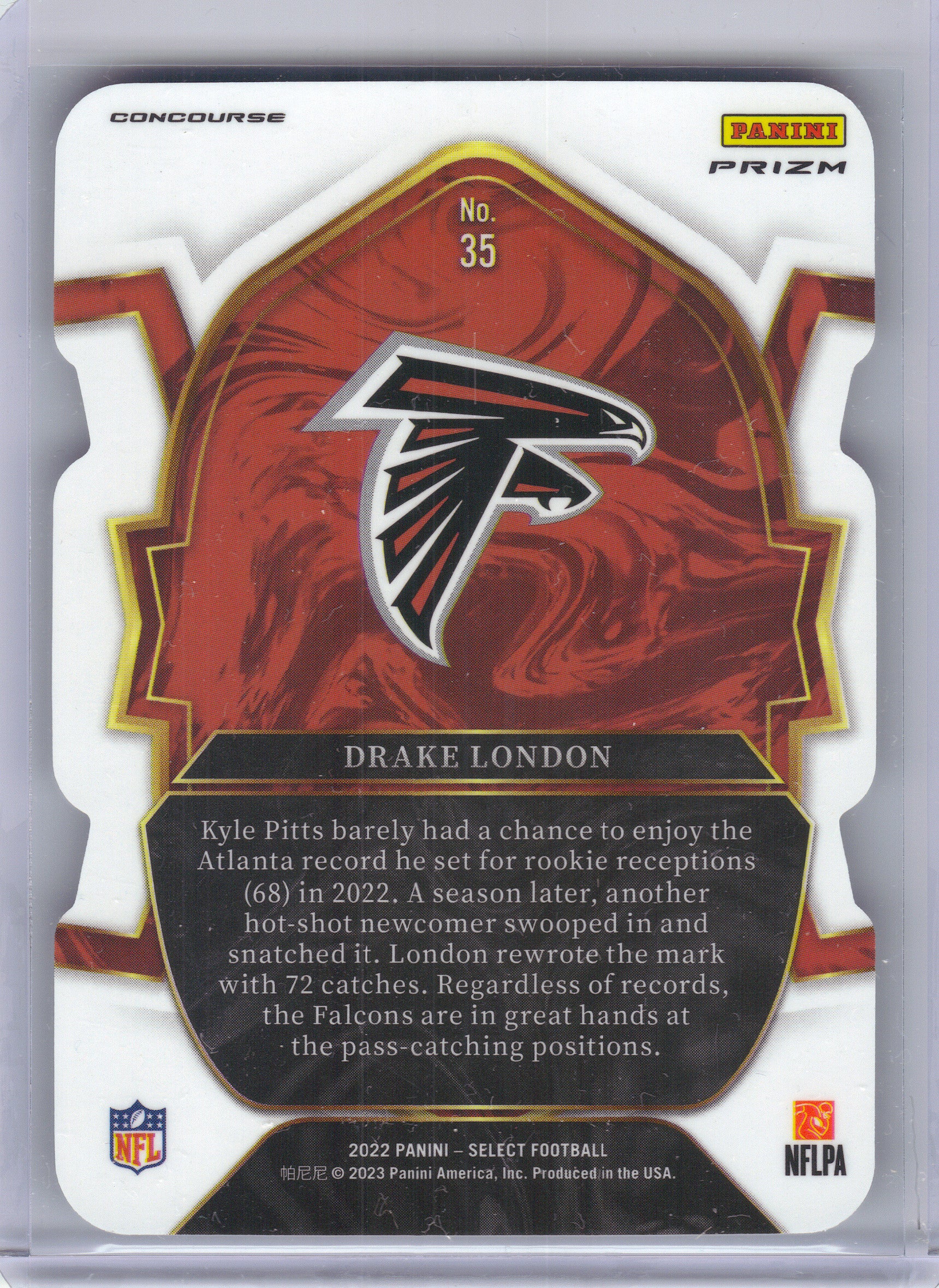 2022 Panini Select #35 Drake London Black and Green Prizm Die Cut Atlanta Falcons Rookie