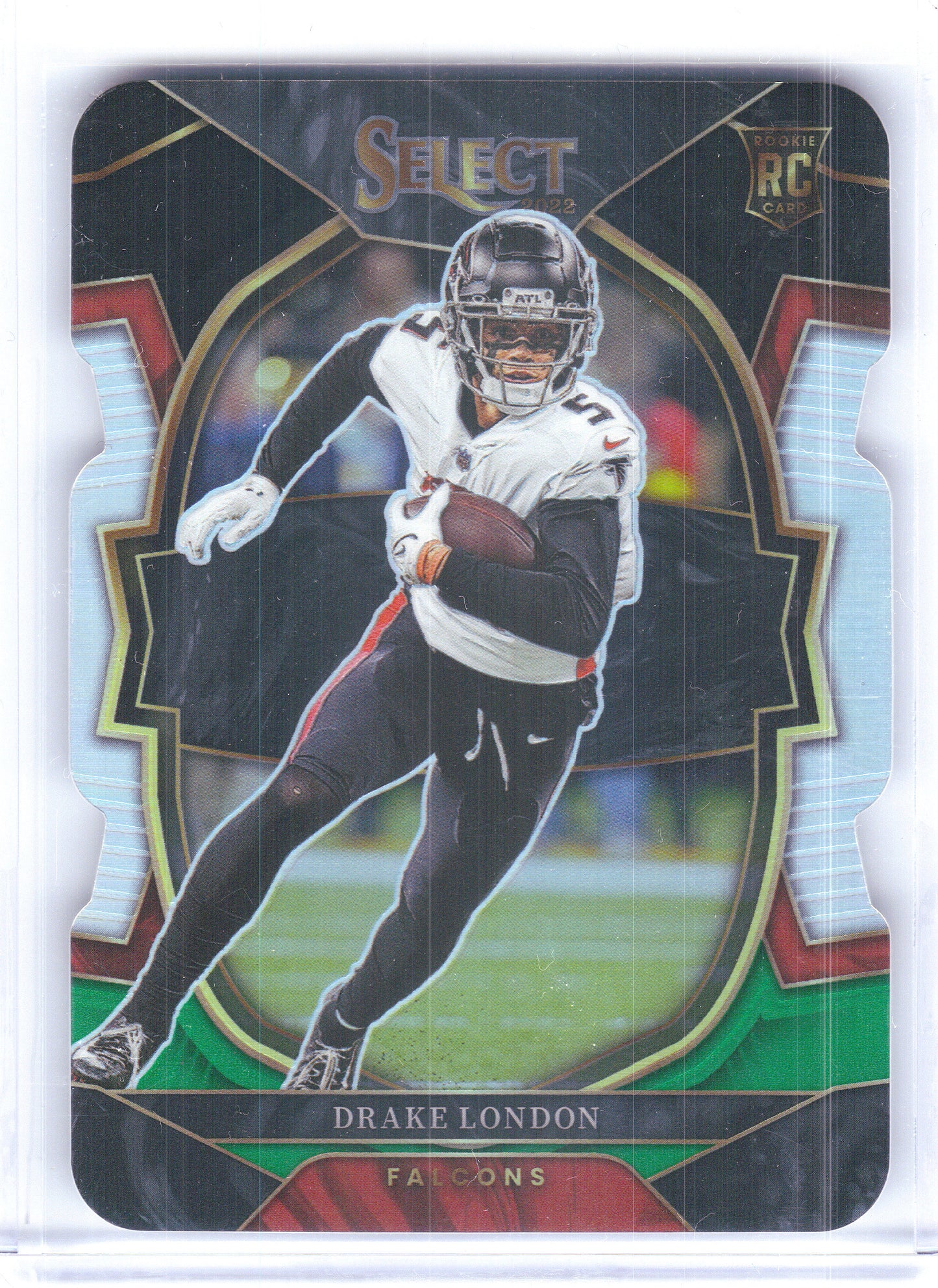 2022 Panini Select #35 Drake London Black and Green Prizm Die Cut Atlanta Falcons Rookie