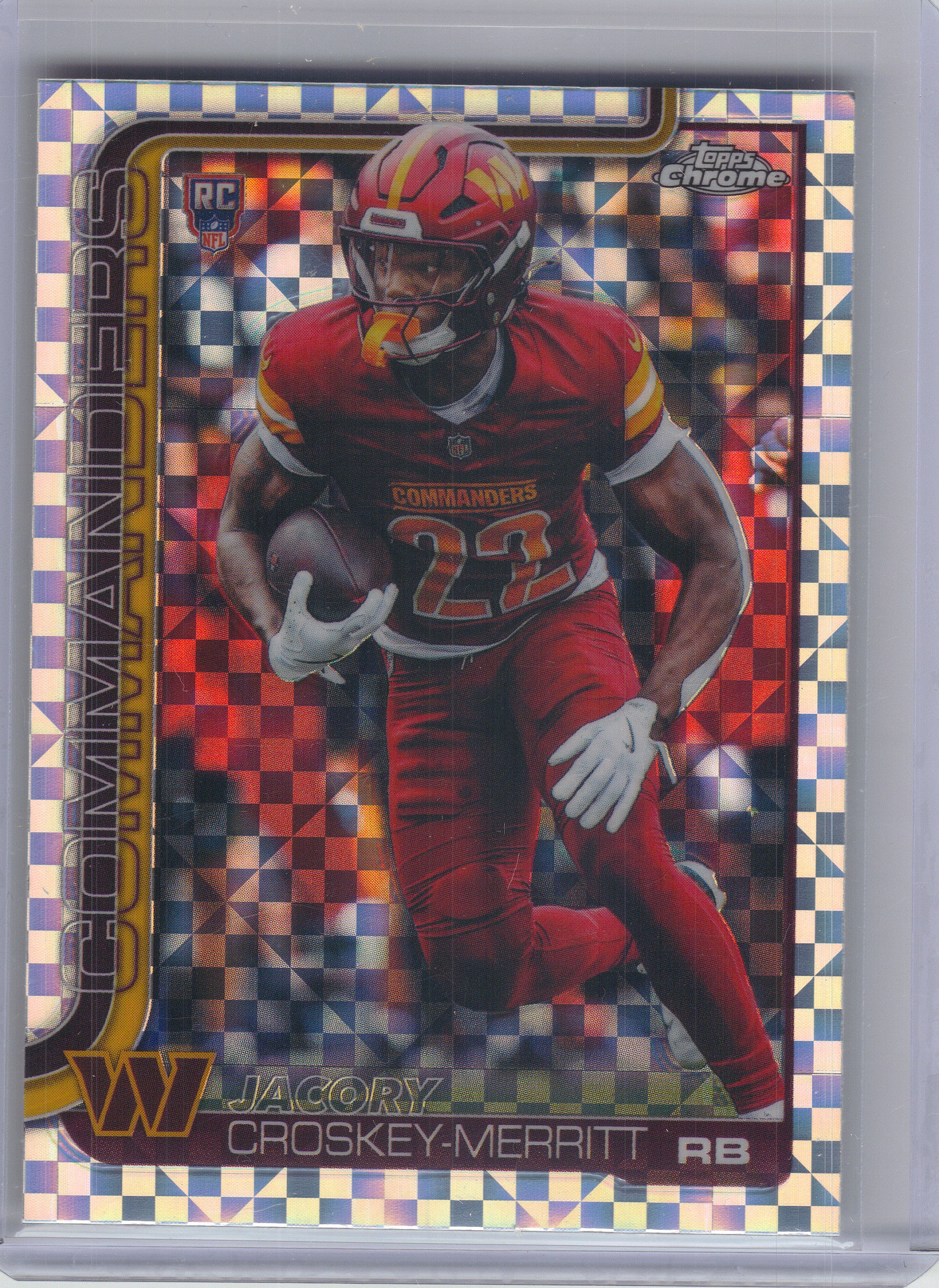 2025 Topps Chrome #387 Jacory Croskey-Merritt X-Fractor Washington Commanders Rookie