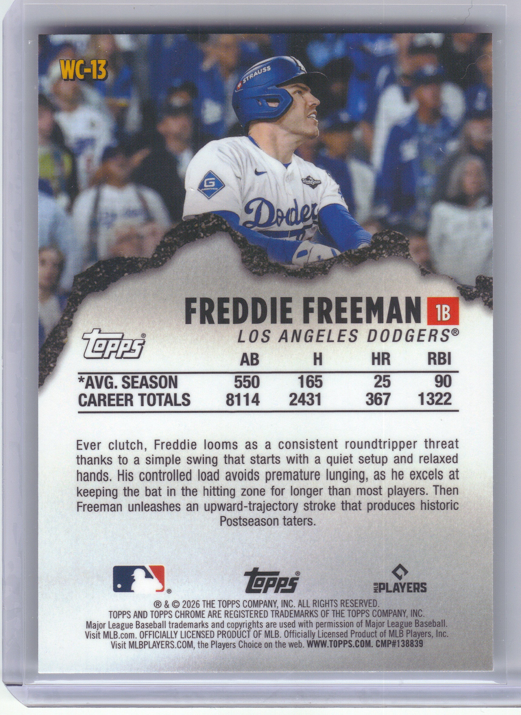 グーフィーロサンゼルス・ドジャース Topps chrome 2026 Topps Chrome #WC-13 Freddie Freeman Wrecking Crew Los Angeles