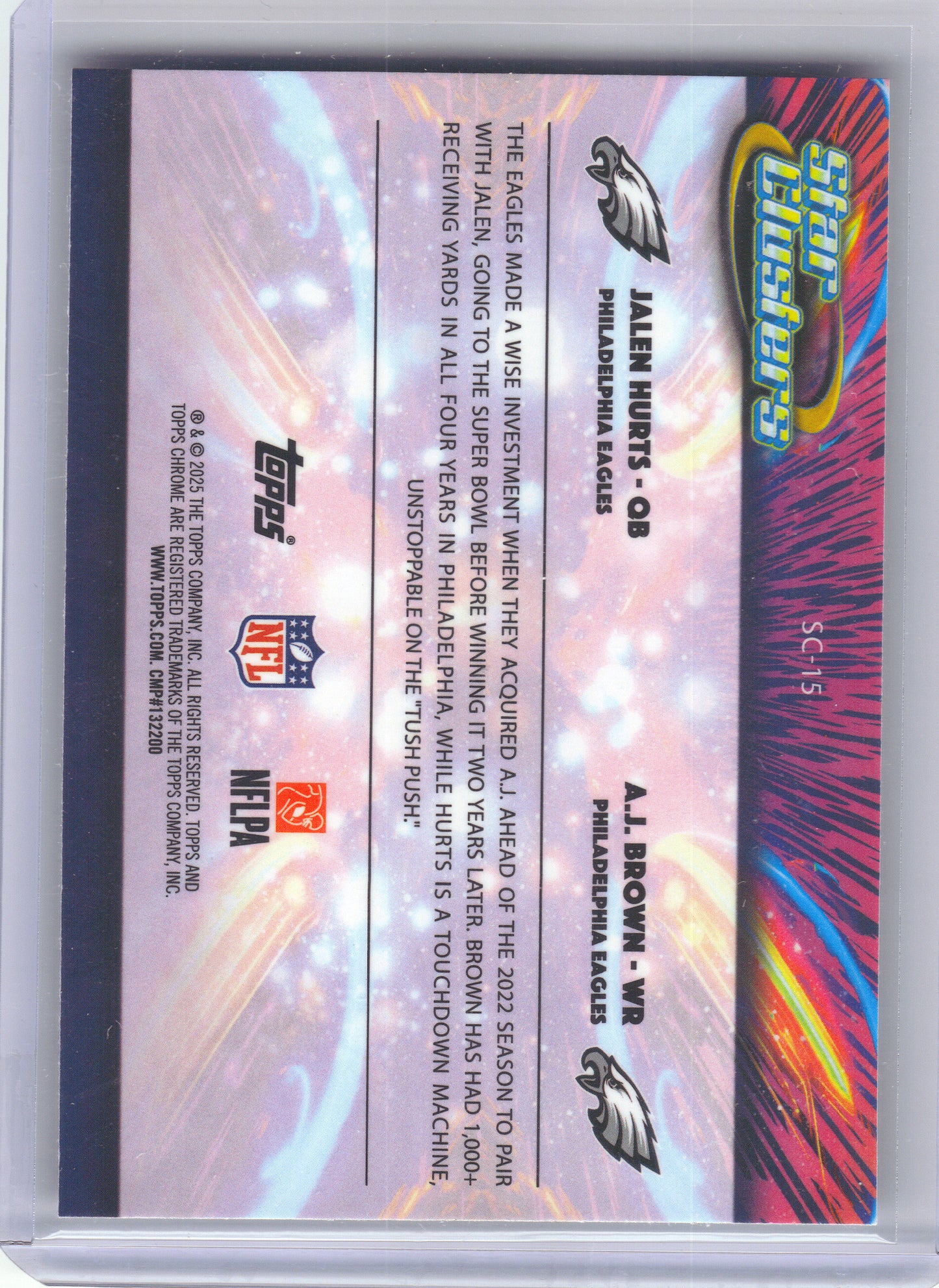 2025 Topps Chrome Cosmic #SC-15 A.J. Brown / Jalen Hurts Star Clusters Philadelphia Eagles