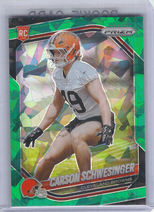 2025 Panini Prizm #384 Carson Schwesinger Green Ice Cleveland Browns