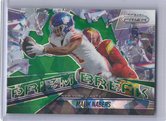 2025 Panini Prizm #5 Malik Nabers Prizm Break Green Ice New York Giants