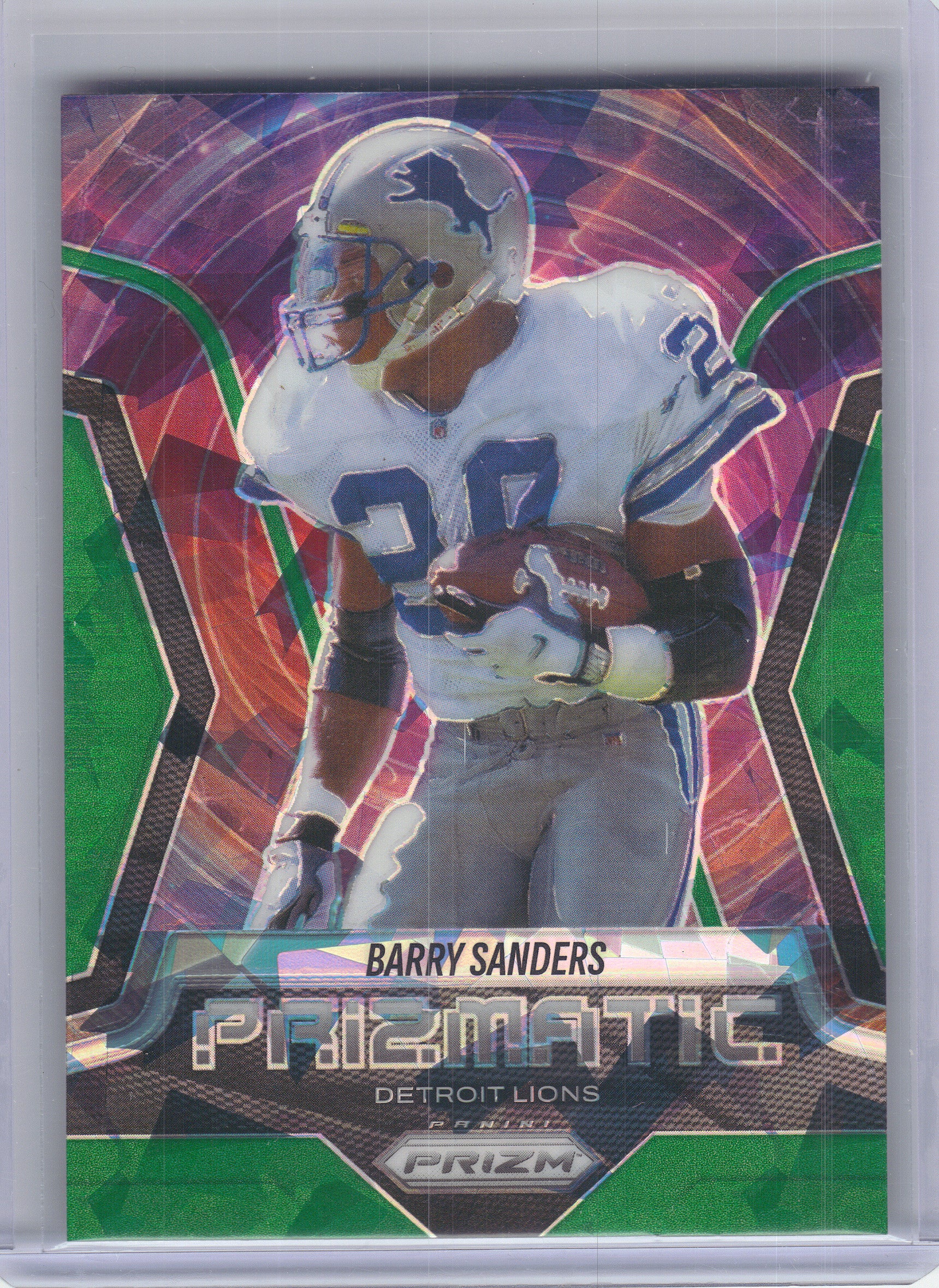 2025 Panini Prizm #19 Barry Sanders Prizmatic Green Ice Detroit Lions
