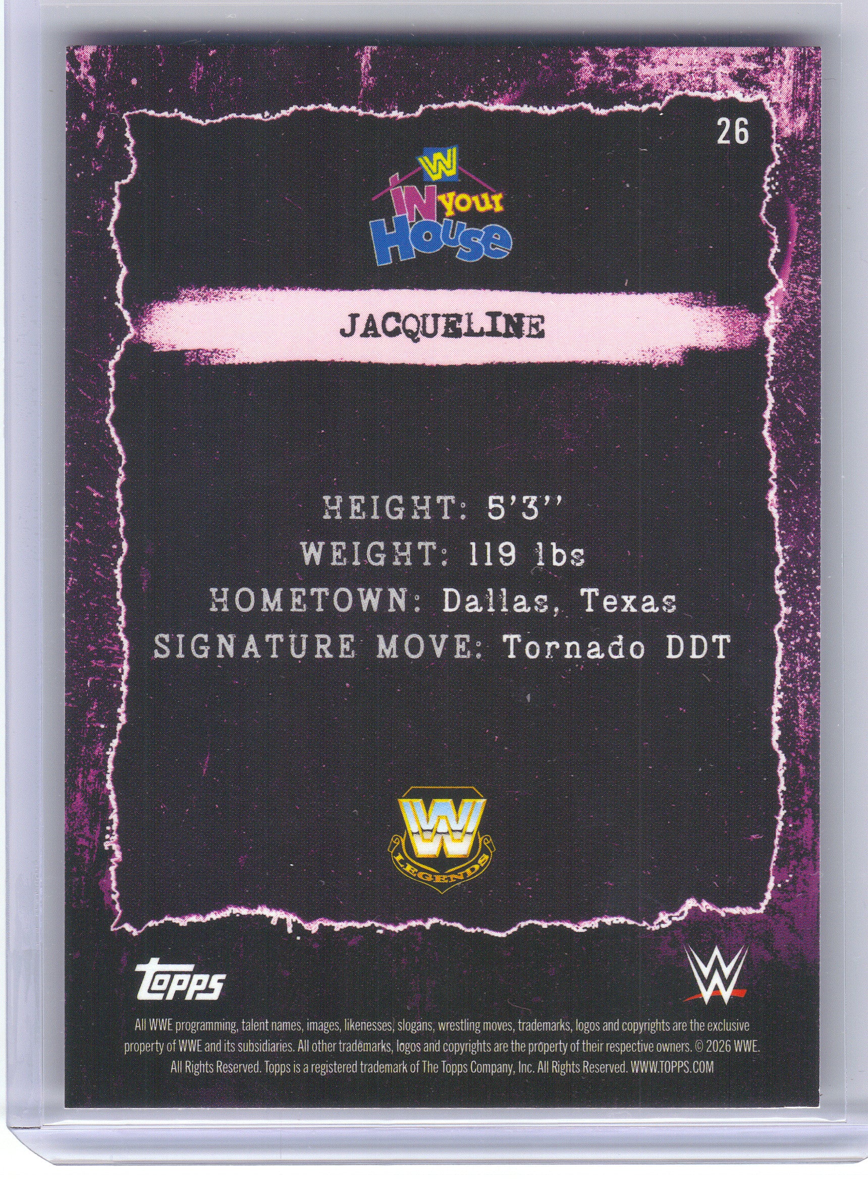 2026 Topps Decades WWF #26 Jacqueline Purple /75