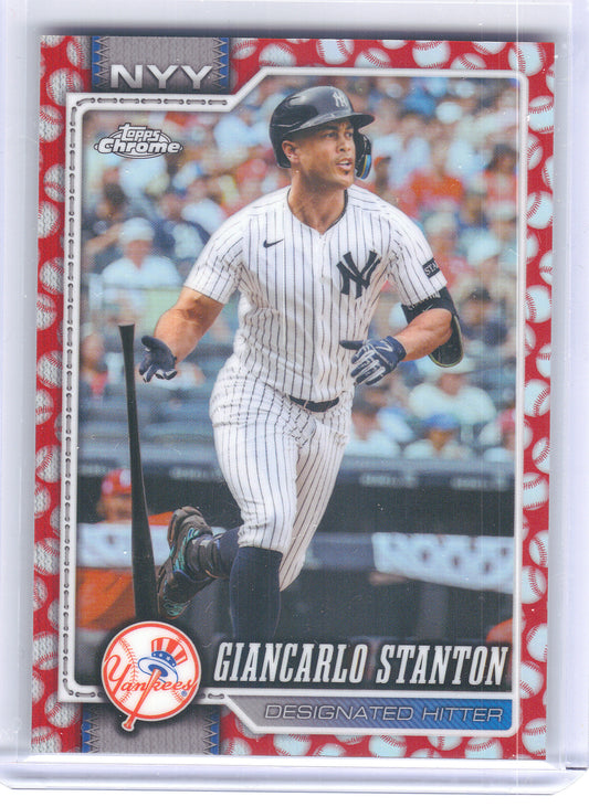 2026 Topps Chrome #144 Giancarlo Stanton Baseball Seams Refractors New York Yankees